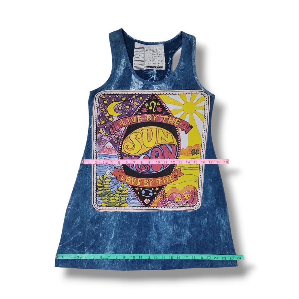 WearRaw Live By The Sun Love Like The Moon Blue Stone‎ Wash Tank Top Women's S - Picture 4 of 9